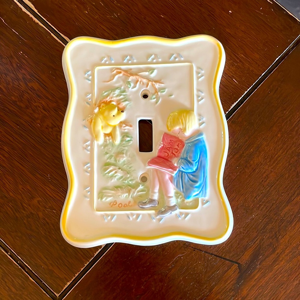 Vintage Winnie the Pooh Light Switch Cover Plate Ceramic Baby Nursery